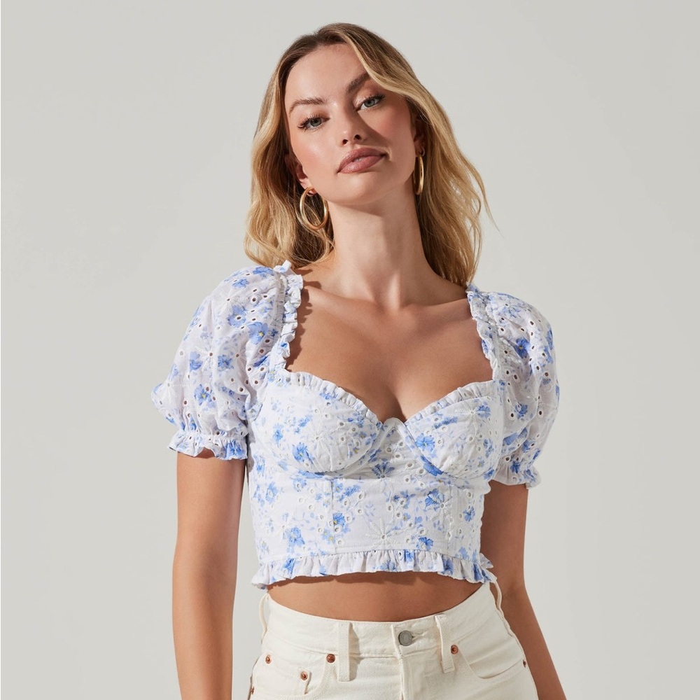 Feronia Floral Eyelet Puff Sleeve Top